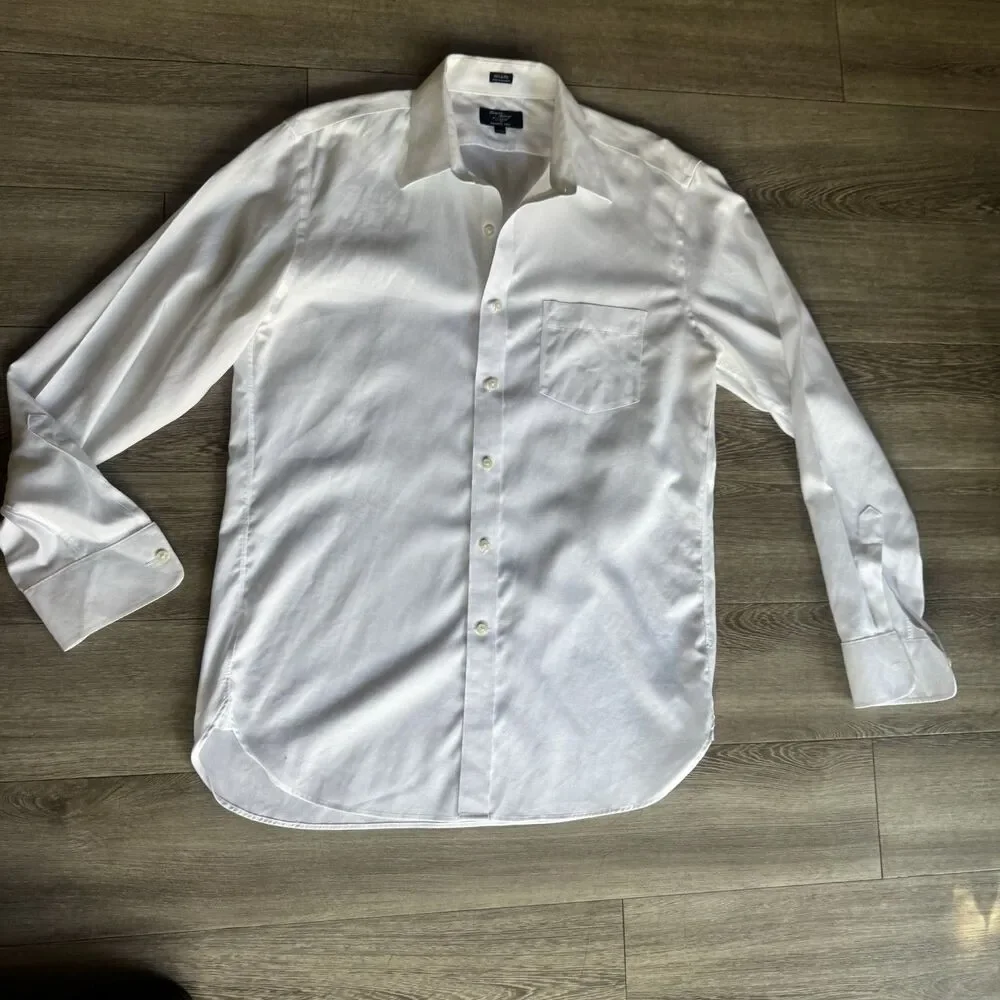 Thompson J. Crew Wrinkle Free Sz L 16-16.5 White 100% Cotton Long Sleeve Shirt